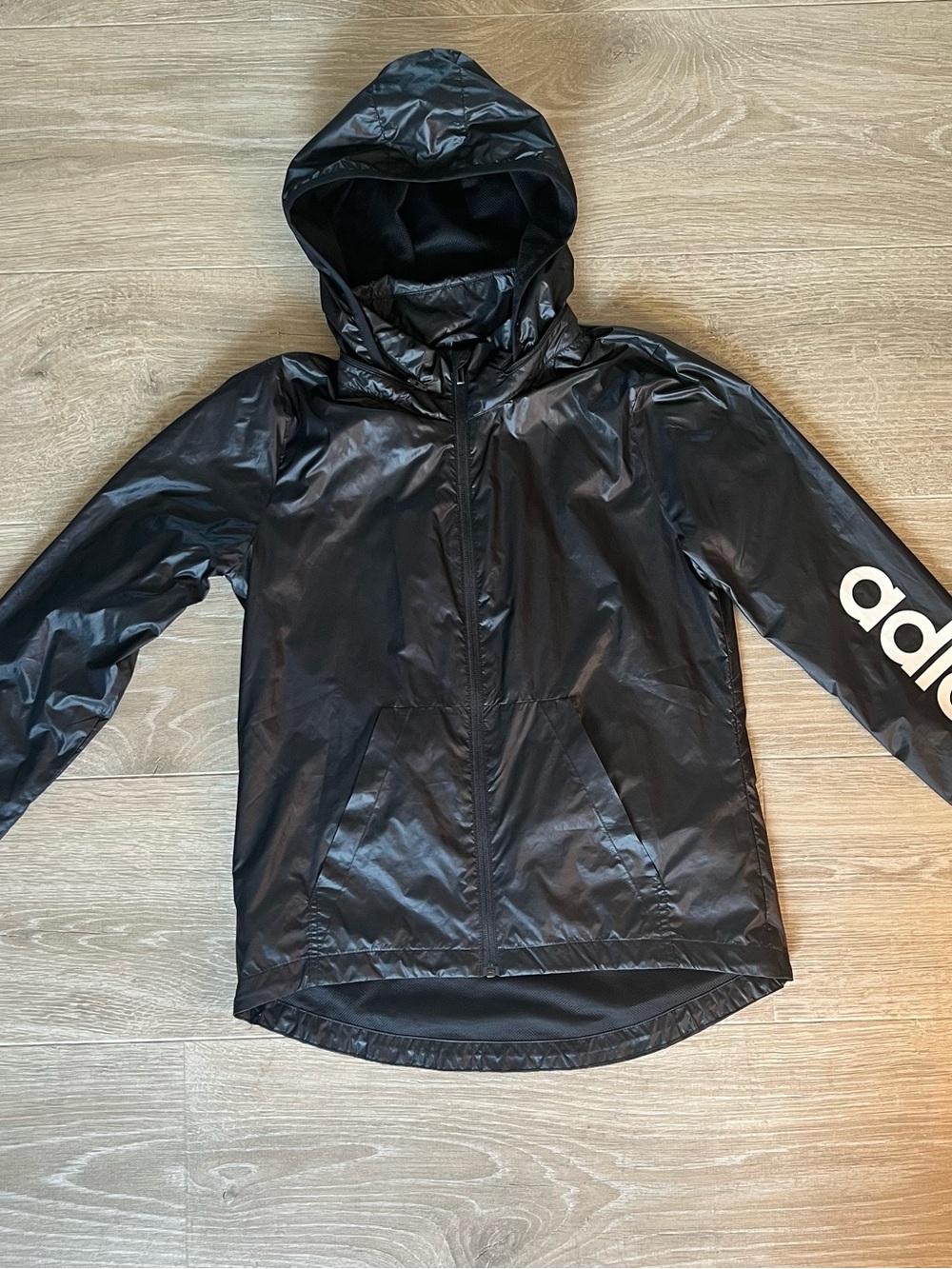 Adidas Black Hooded Windbreaker Jacket Women’s Small